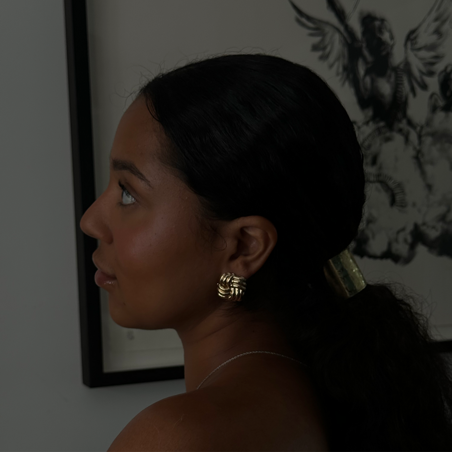 Gold Crossaint Earrings