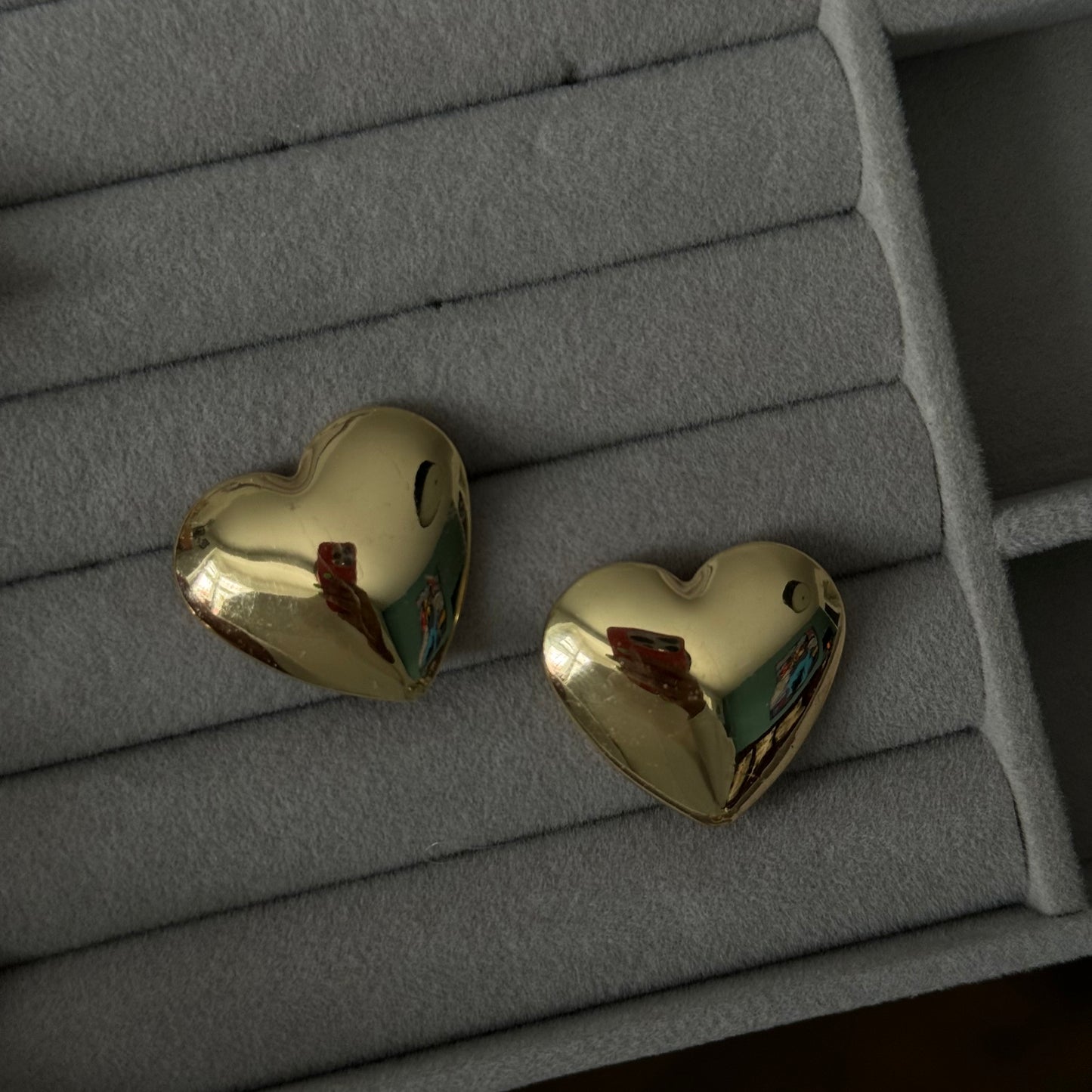 Chunky Heart Gold Earrings