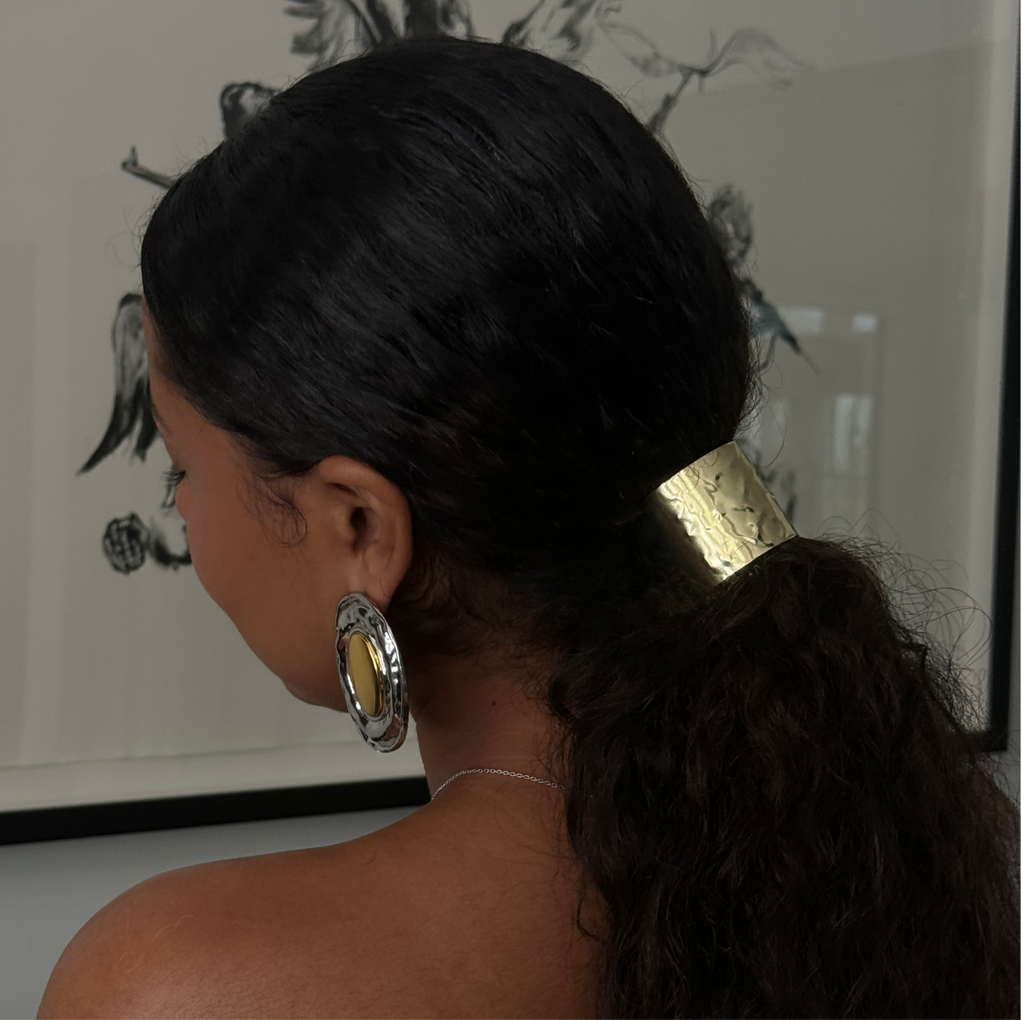 Gold wide hair cuff / tie