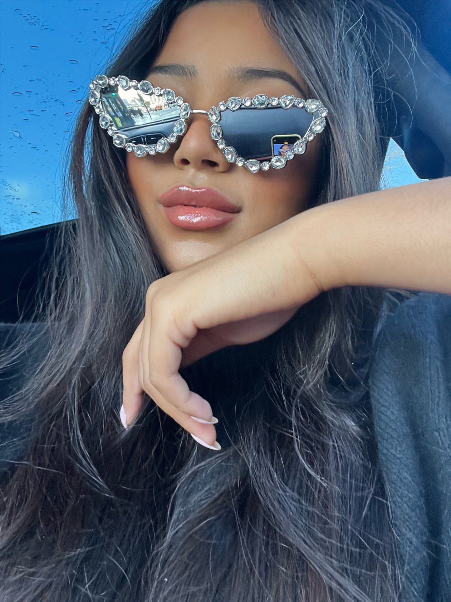 The IT-girl diamond sunglasses- silver